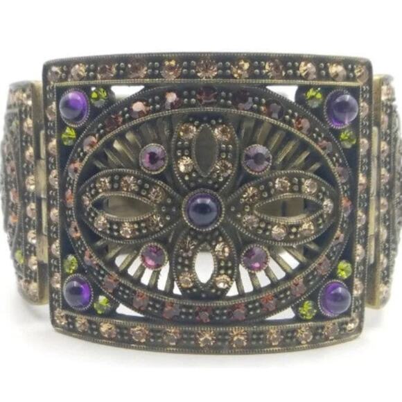 Heidi Daus Hinged Art Deco Wide Panel Bracelet – Swarovski Crystal Bracelet - Picture 9 of 9
